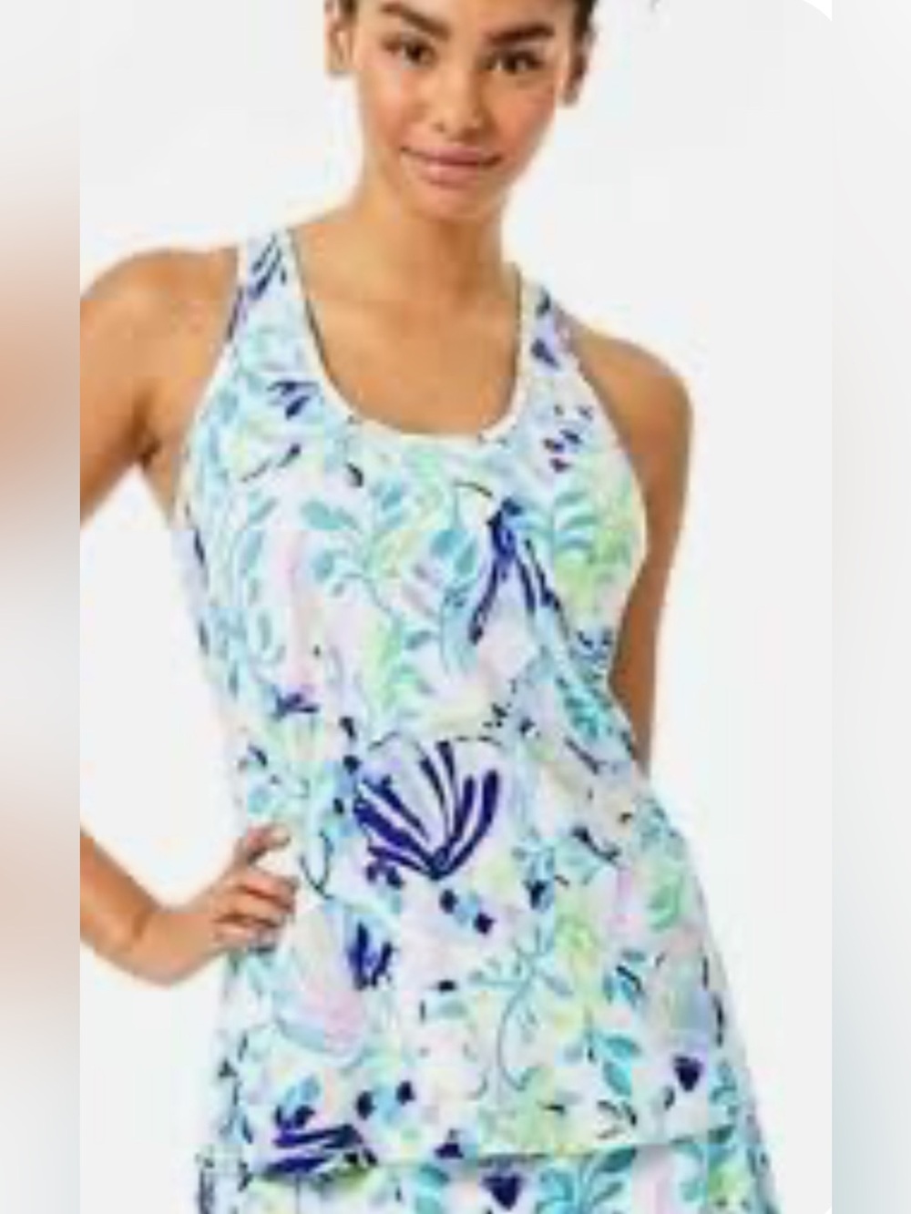 Lilly Pulitzer Luxletic Tank Resort White Shell Beach Size Small